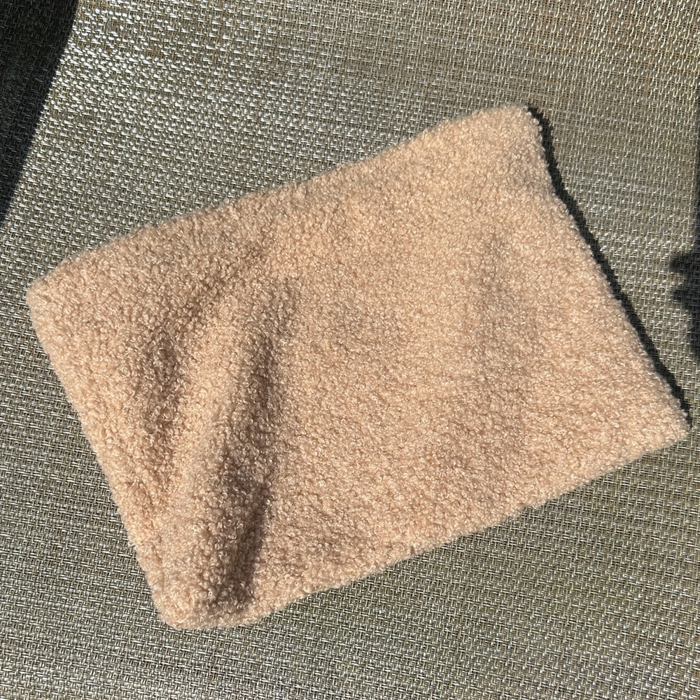 Tan fur make up bag